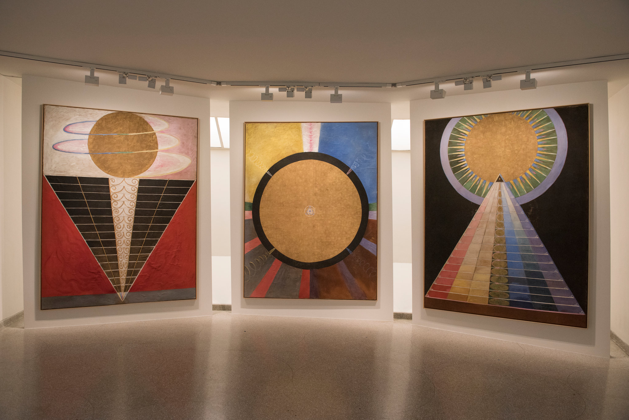 Altarpieces, left to right- No. 2, Altarpiece (Altarbild), 1915; No. 3, Altarpiece (Altarbild), 1915; and No. 1, Altarpiece (Altarbild), 1915.CreditGeorge Etheredge for The New York Time