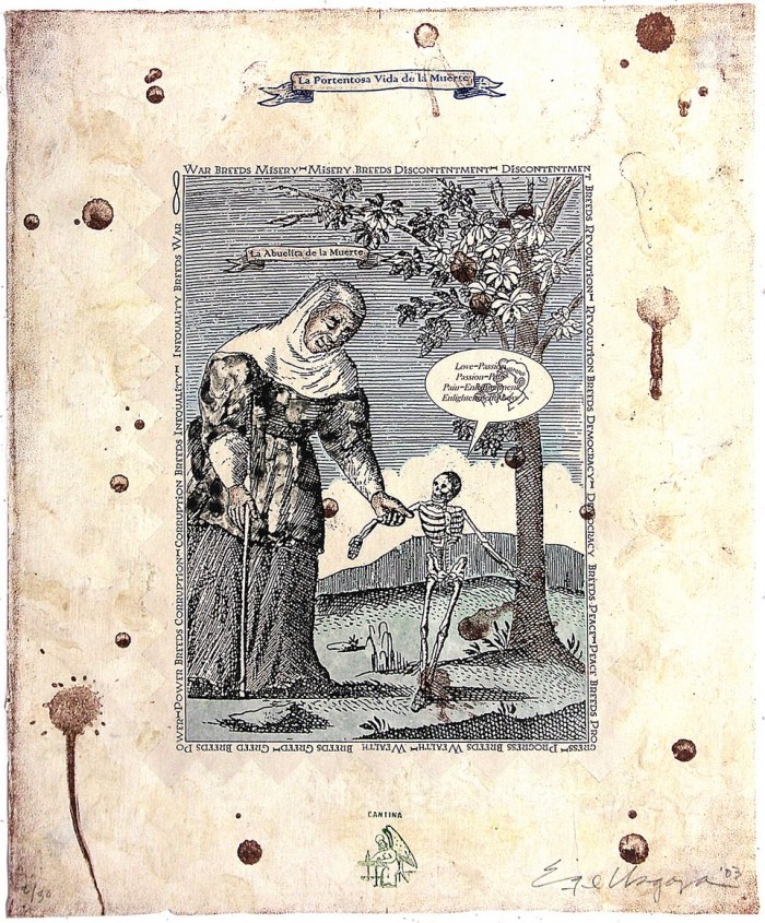 Enrique Chagoya 2003 Color lithograph with chine collé Ed. 30 17 x 14"